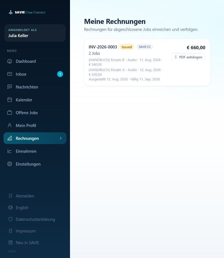 Eingereichte Sammelrechnung