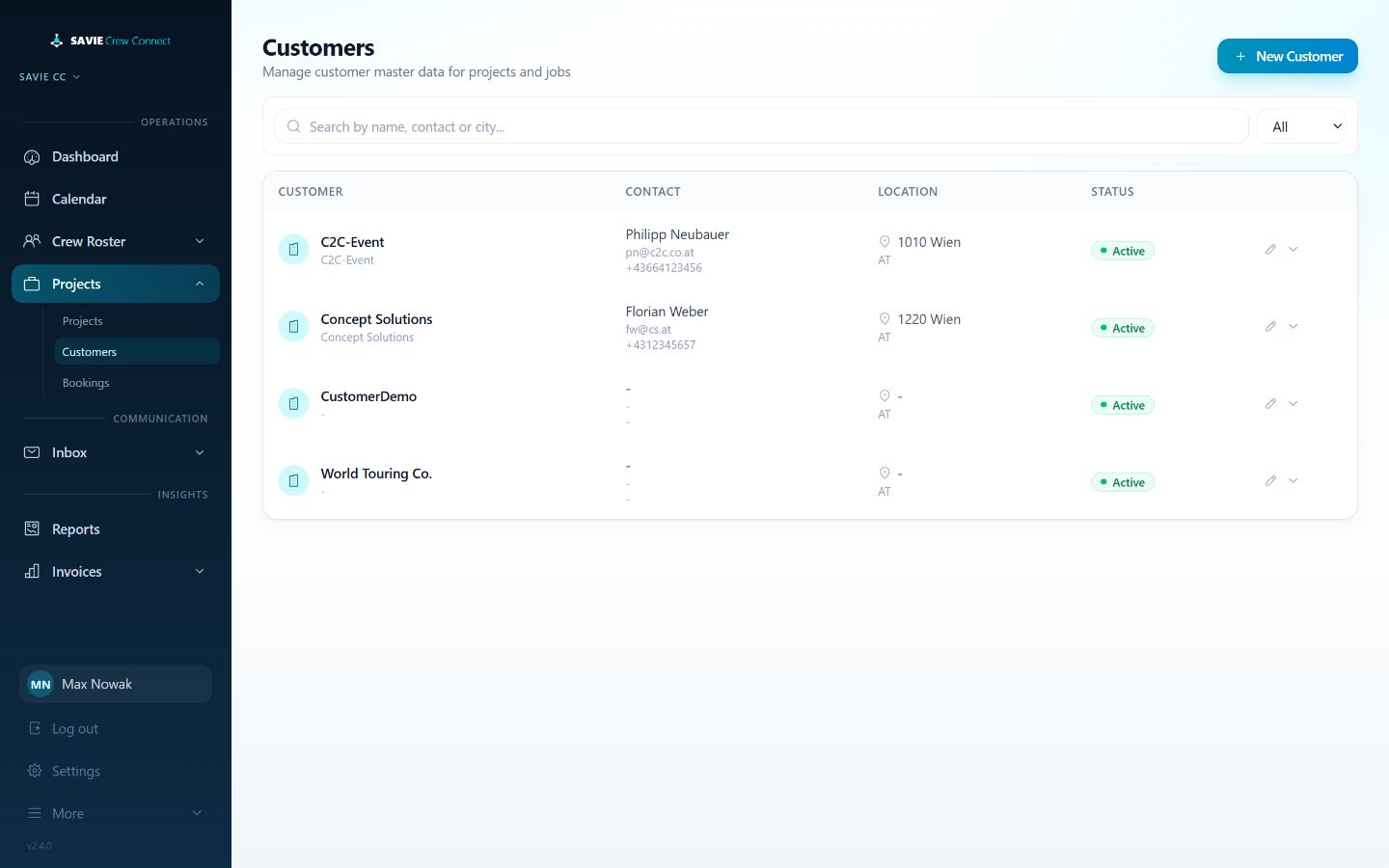 SAVIE customer list
