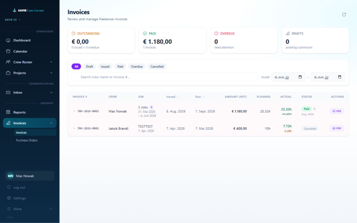 Dispatcher invoices